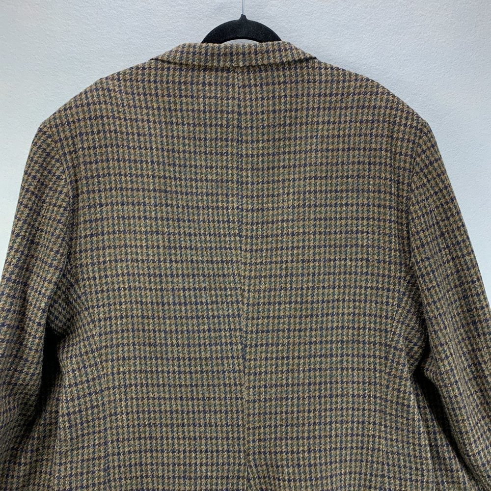 **SOLD**Woolrich Wool Blazer Mens 42L 42 Long Brown Green Black Leather Knot - Picture 7 of 16